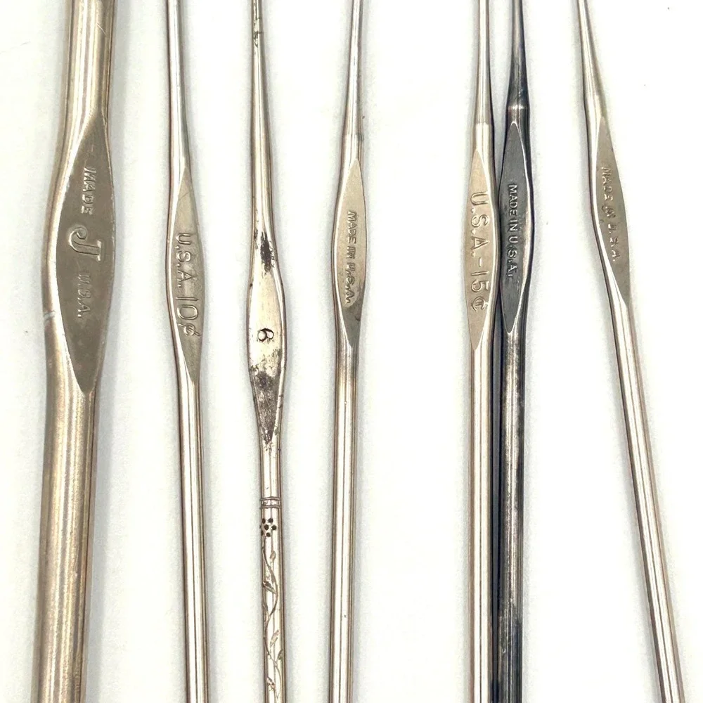 Vintage Mixed Metal Crochet Hook Lot Boye Susan Bates Milwards‎ USA J 6 8 9 10